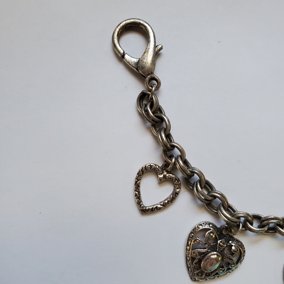 Multi heart charm bracelet silver with pink gem - Picture 6 of 6